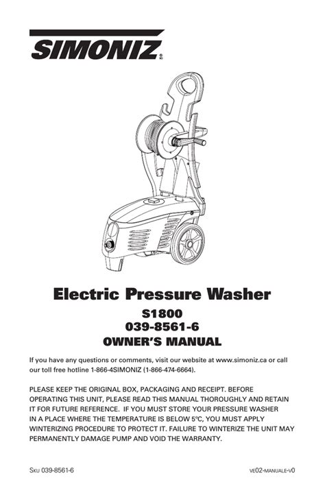 Simoniz 1800 pressure washer parts diagram - Electric Washers · Parts · Accessories Pumps · Pump Parts Resource Library Contractor ... Simoniz 039-8583-4 Owners Manual ... 646200081 25' Pressure Hose. Price ... 